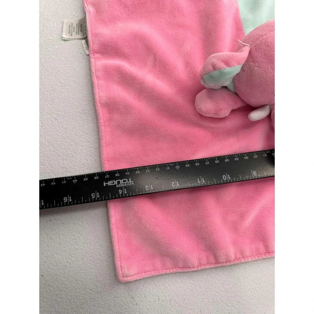 Okie Dokie Pink & Mint Elephant Plush Lovey Baby Security Blanket 14